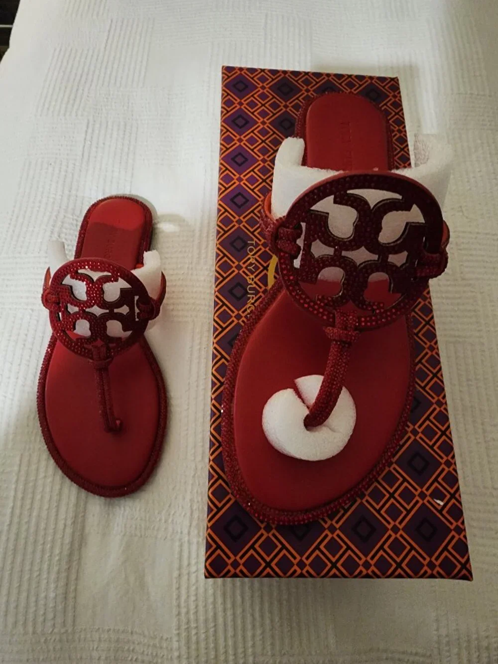 Tory Burch Sparkly Sandals (RED)